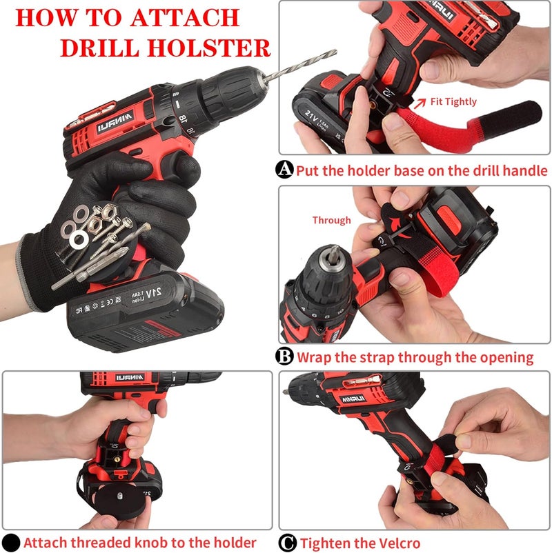 MUTUACTOR Tool Holster Drill Holder,Anti-Slip Magnetic Holders for Power Drills,2Pack Strong Handy Magnet Drill Bit Holder for Cordless Driller Impact Wrench Screws Bits Nails and Magnetic Hardware - Image 5